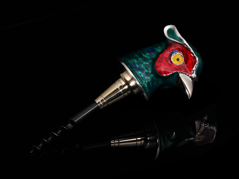 Luxury Enameled Pheasant Cork Screw